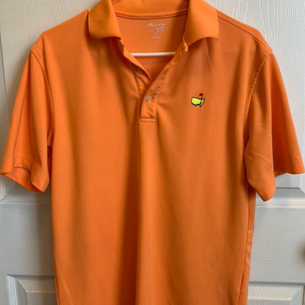 Offical Masters Tech Bright Orange Gollf Polo Shirt from The Augusta National